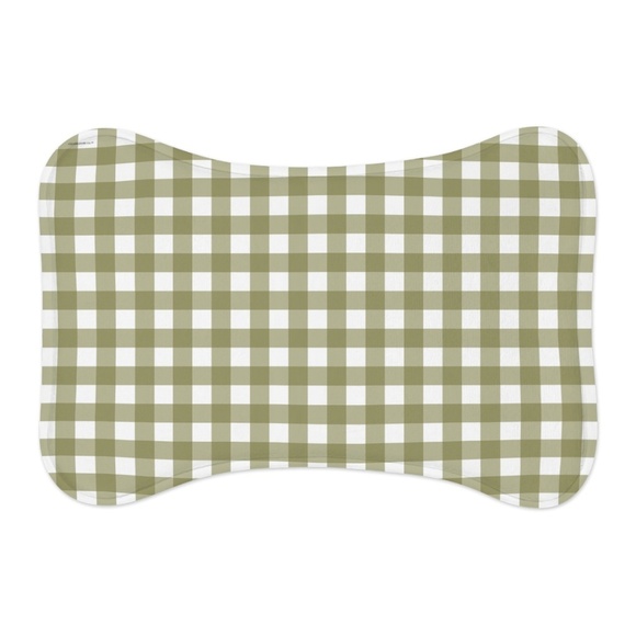 Bone Shaped Gingham Green Pet Placemat, Pet Feeding Mat, Dog Accessories Home - Picture 3 of 5